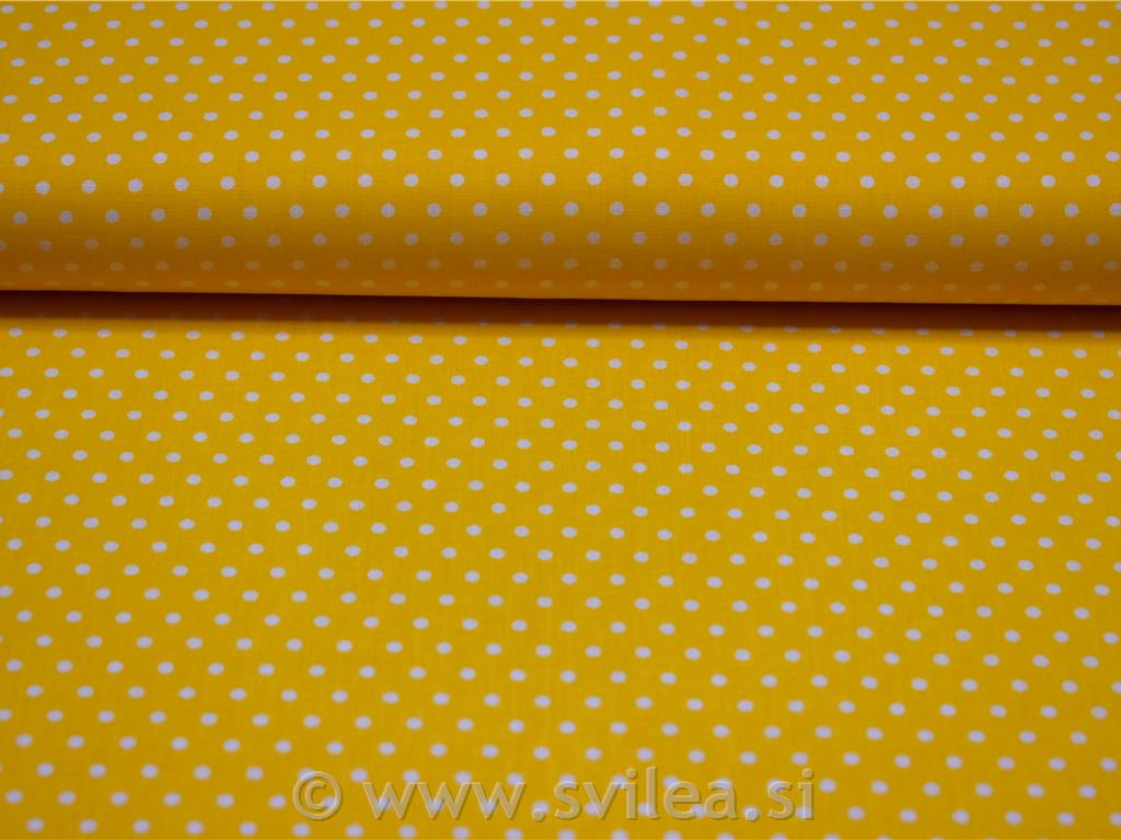 Bombažno platno - bele pike na sončno rumeni