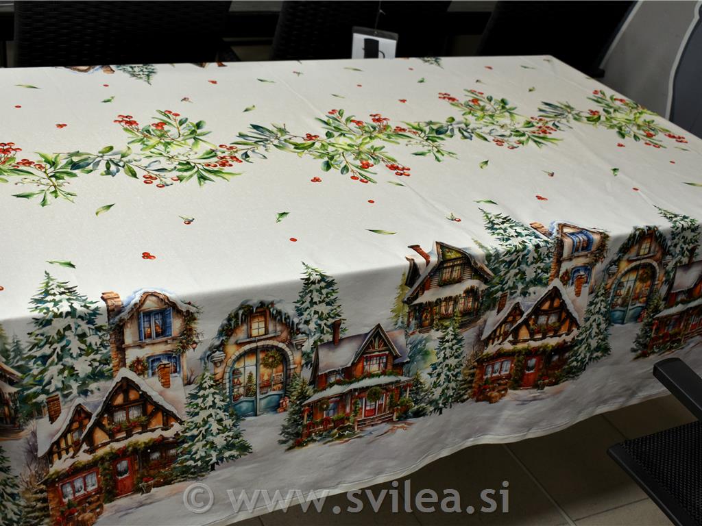 Dekorativa lažja z borduro- zasnežene praznične hiše na vanilija osnovi