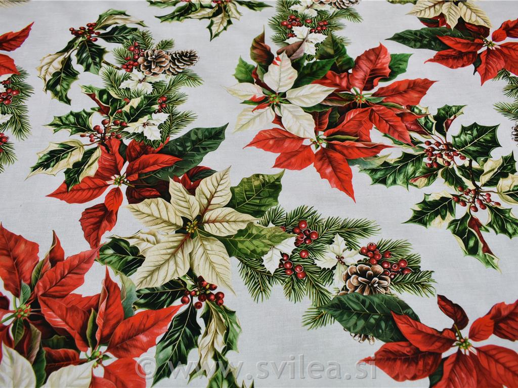 Dekorativa lažja - božične zvezde, bodike, storži na melanž smetana osnovi