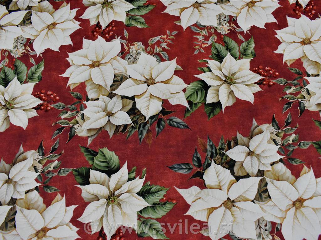 Dekorativa lažja - božične zvezde in bodike na melanž bordo osnovi