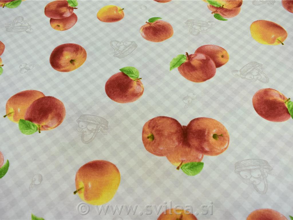 Dekorativno blago - jabolka na svetlo sivem karu