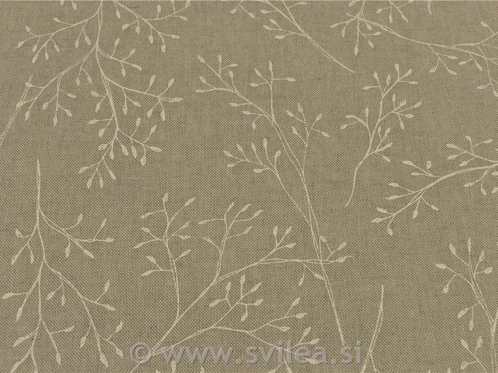 Dekorativno blago - bele narisane vejice na natur