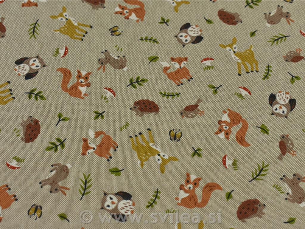 Dekorativno blago - gozdne živali na natur