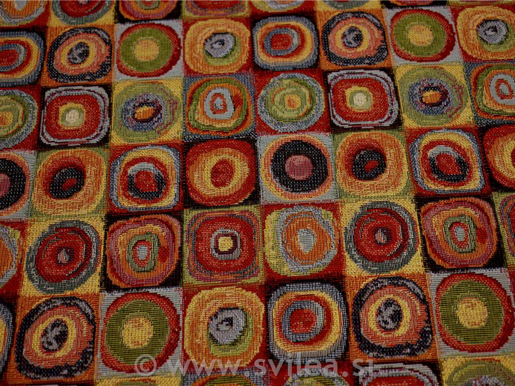 Blago za stole- barvni krogi v kvadratih