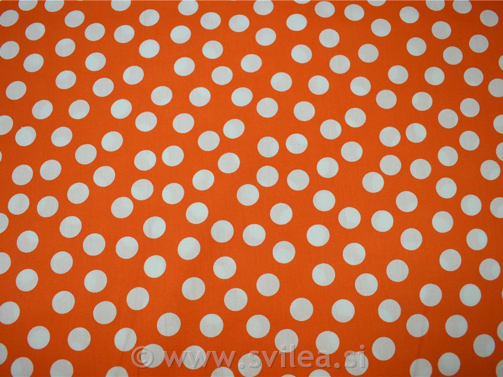 Poplin - bele pike na oranžni osnovi