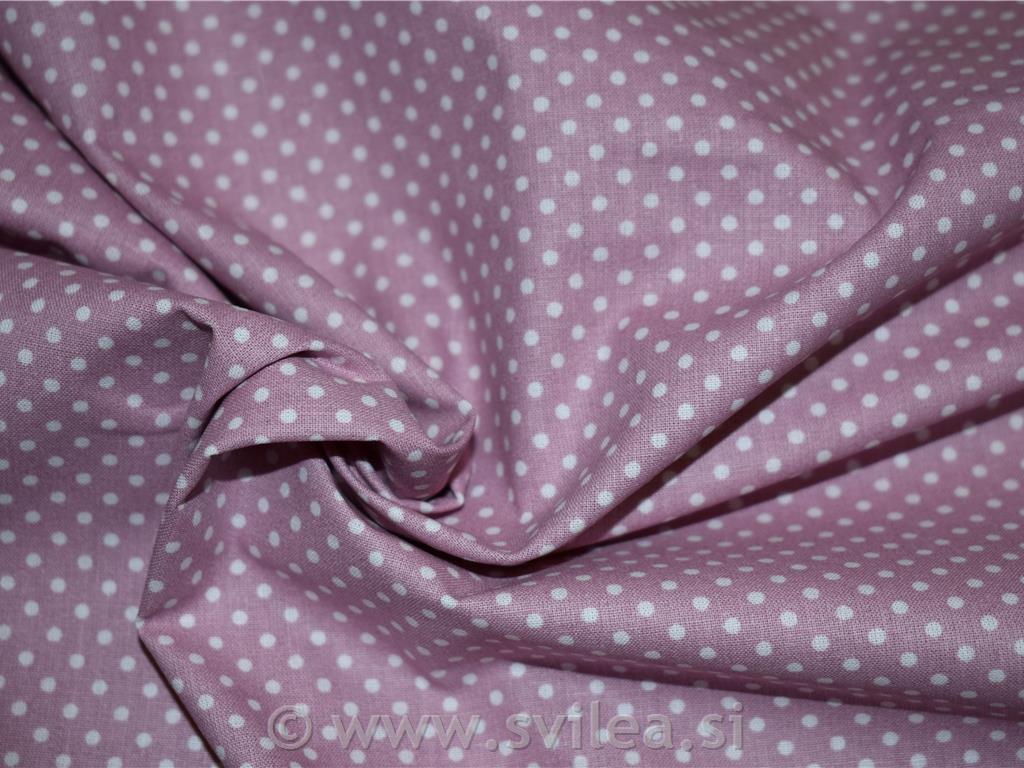 Poplin - bele pike na fres roza