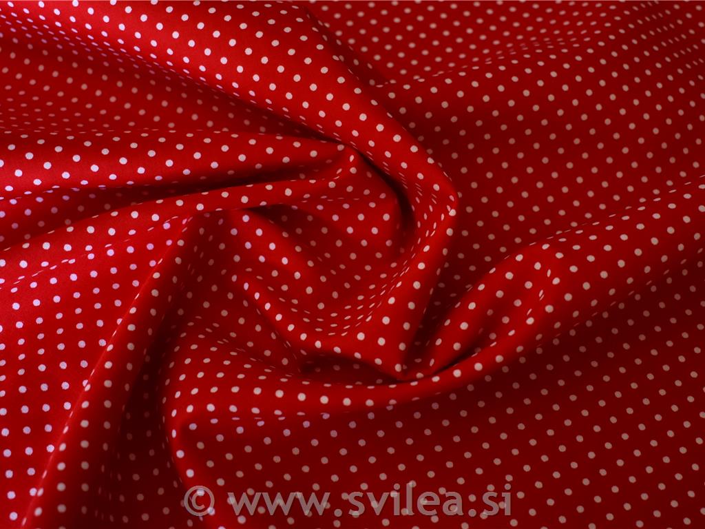 Poplin - bele drobne pike na rdeči osnovi