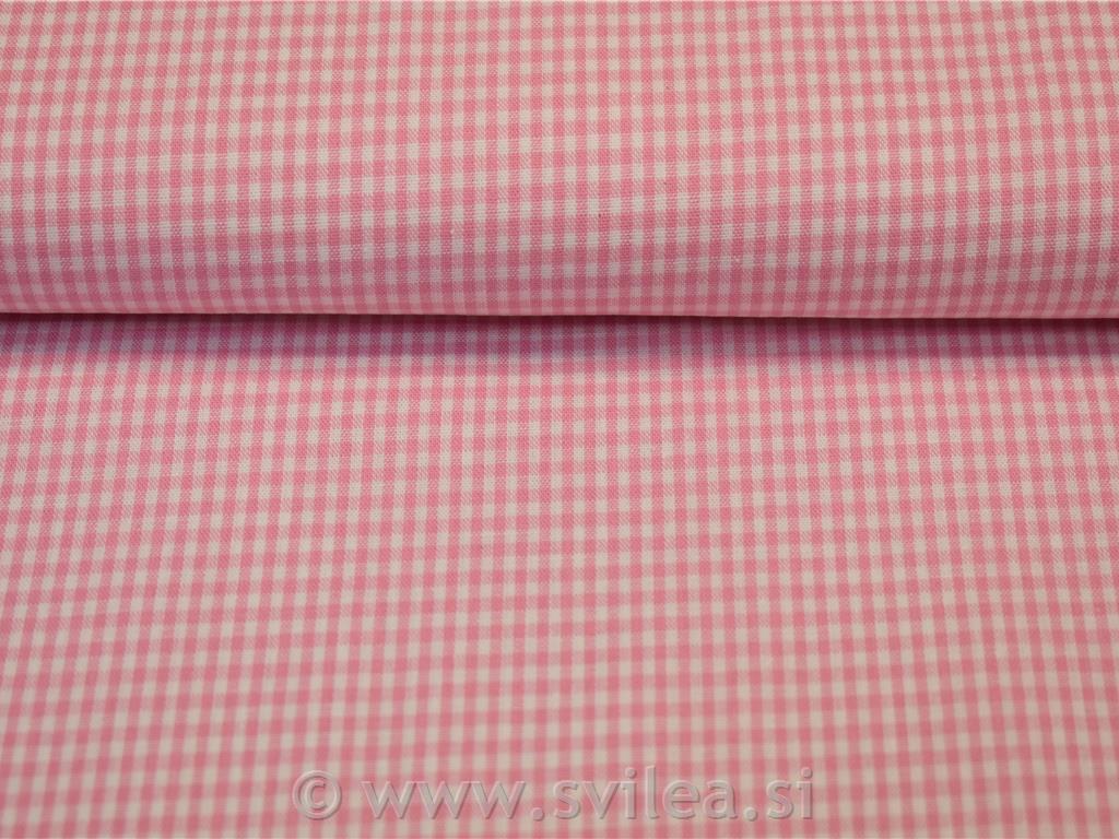 Bombažni karo - nežno roza in bel
