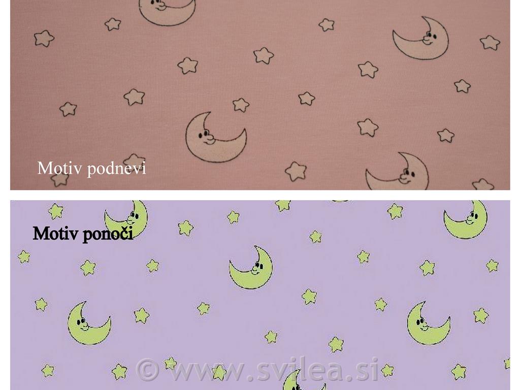 Bombažni jersy - NEON lunice, zvezdice ki se svetijo ponoči