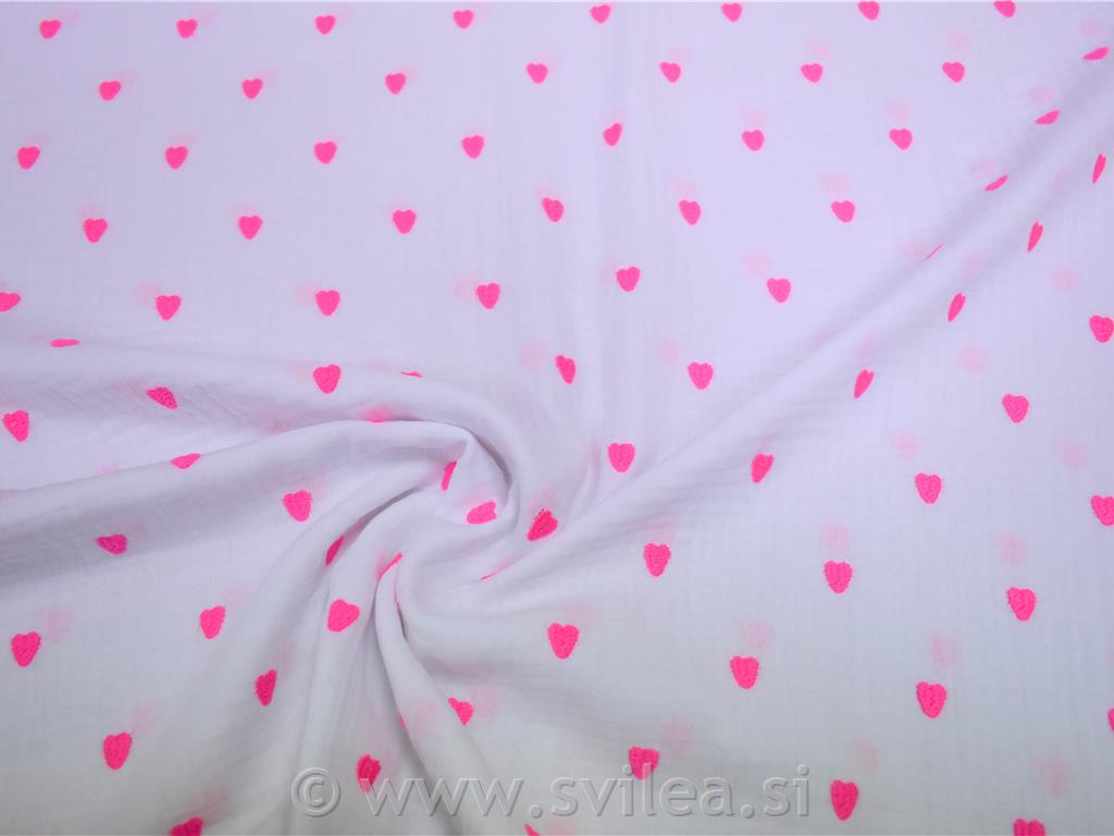 Tetra dvojna - neon pink srčki na beli