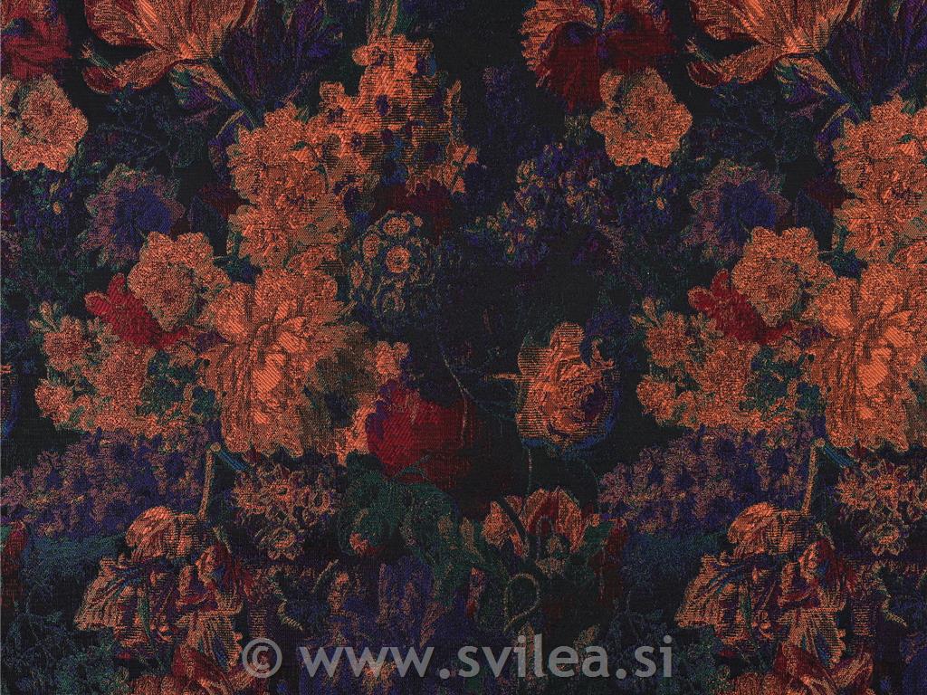 Jacquard - svetlikajoče rože večbarvne