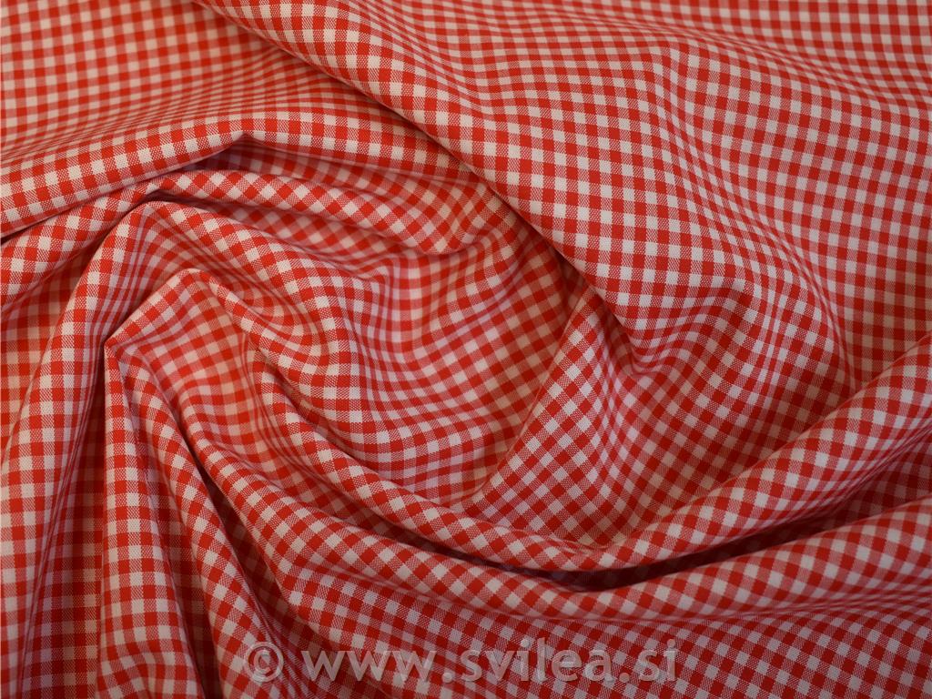 Poplin karo - rdeč in bel