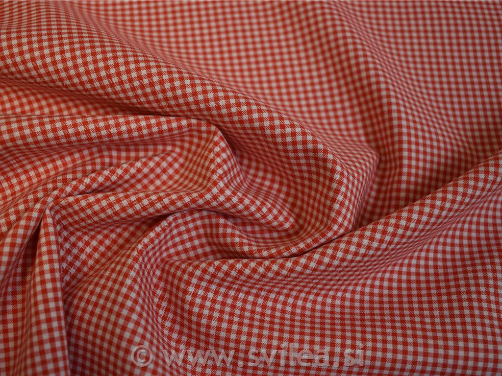 Poplin karo - rdeč in bel drobni