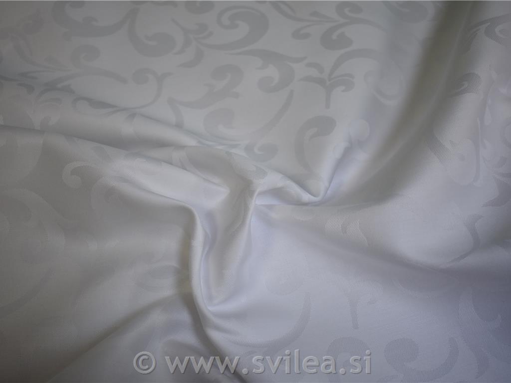 Damast širine 140 cm - beli ledene rože