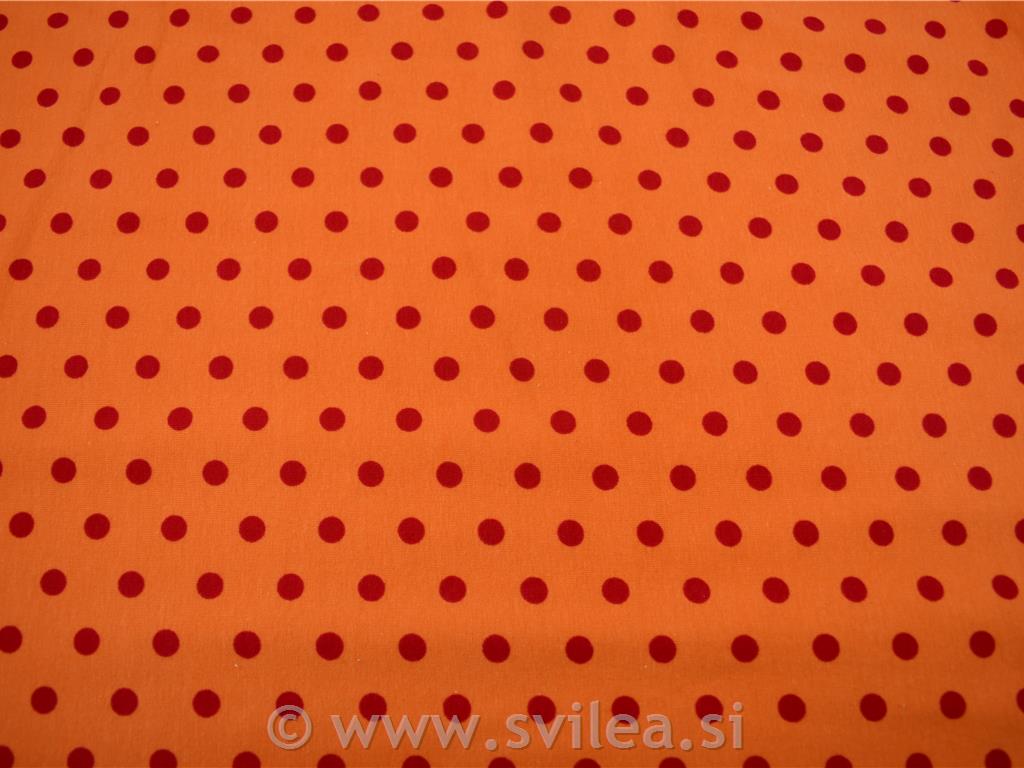 Bombažni jersey - rdeče pike na oranžni