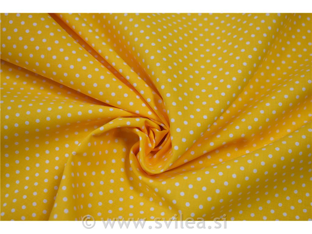 Bombažno platno - bele pike na sončno rumeni