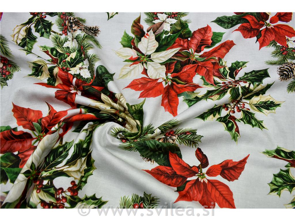 Dekorativa lažja - božične zvezde, bodike, storži na melanž smetana osnovi