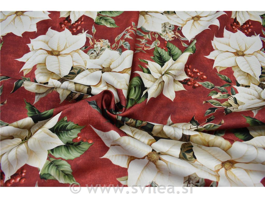 Dekorativa lažja - božične zvezde in bodike na melanž bordo osnovi