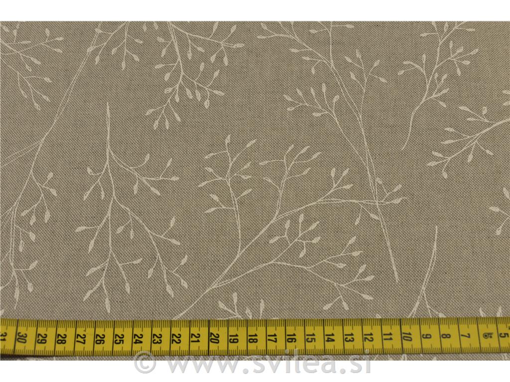 Dekorativno blago - bele narisane vejice na natur