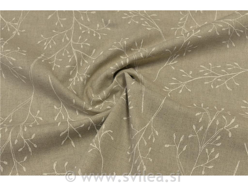 Dekorativno blago - bele narisane vejice na natur