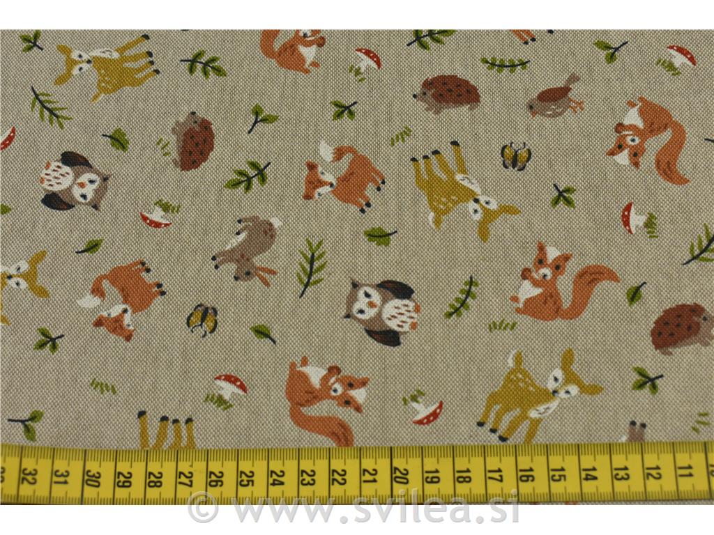 Dekorativno blago - gozdne živali na natur