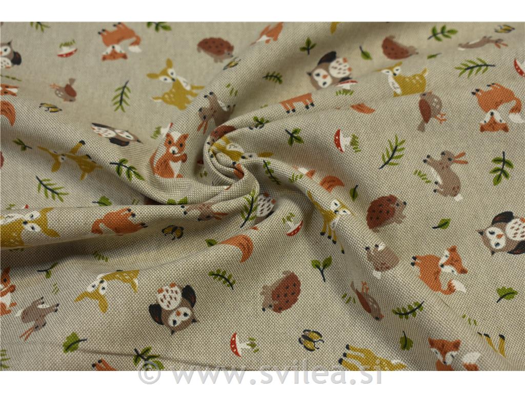 Dekorativno blago - gozdne živali na natur