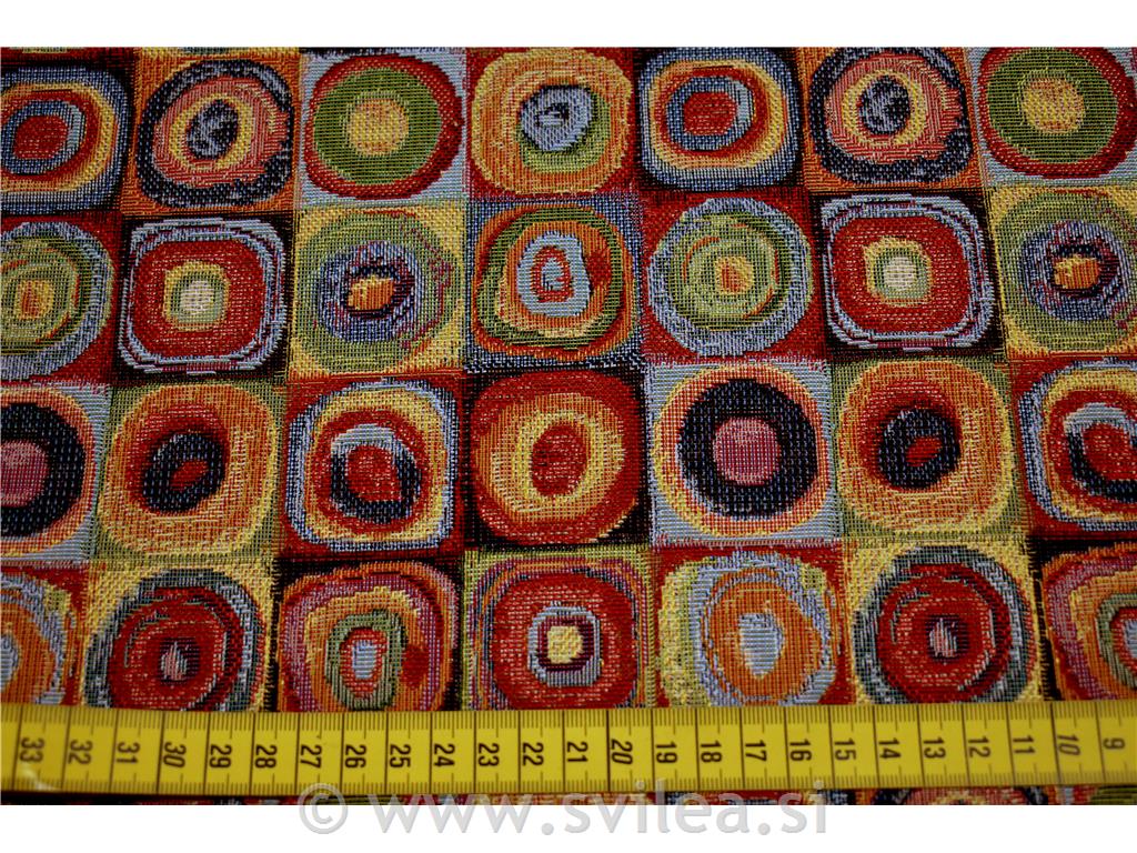 Blago za stole- barvni krogi v kvadratih