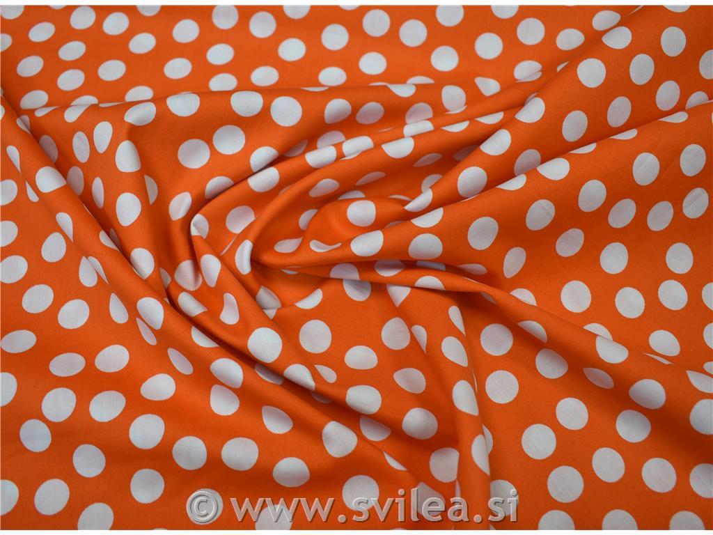 Poplin - bele pike na oranžni osnovi