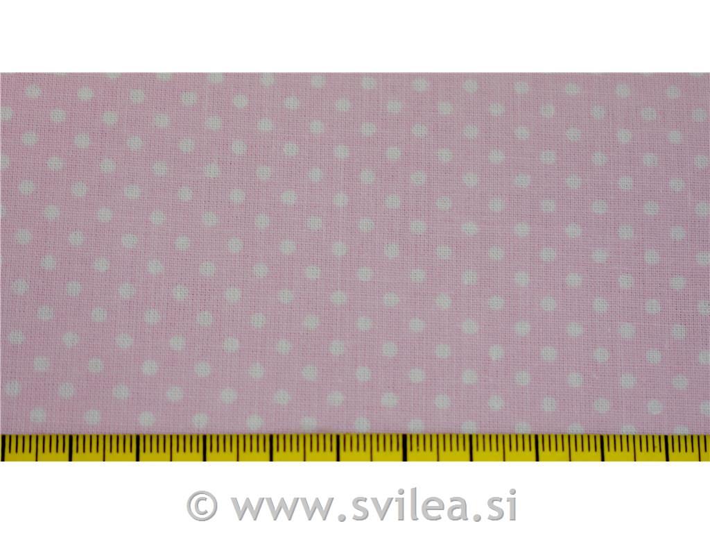 Poplin - bele drobne pike na nežno roza osnovi