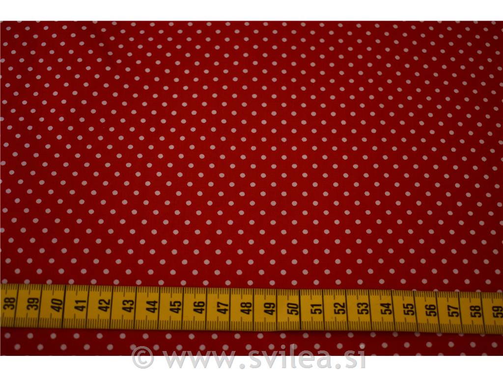 Poplin - bele drobne pike na rdeči osnovi