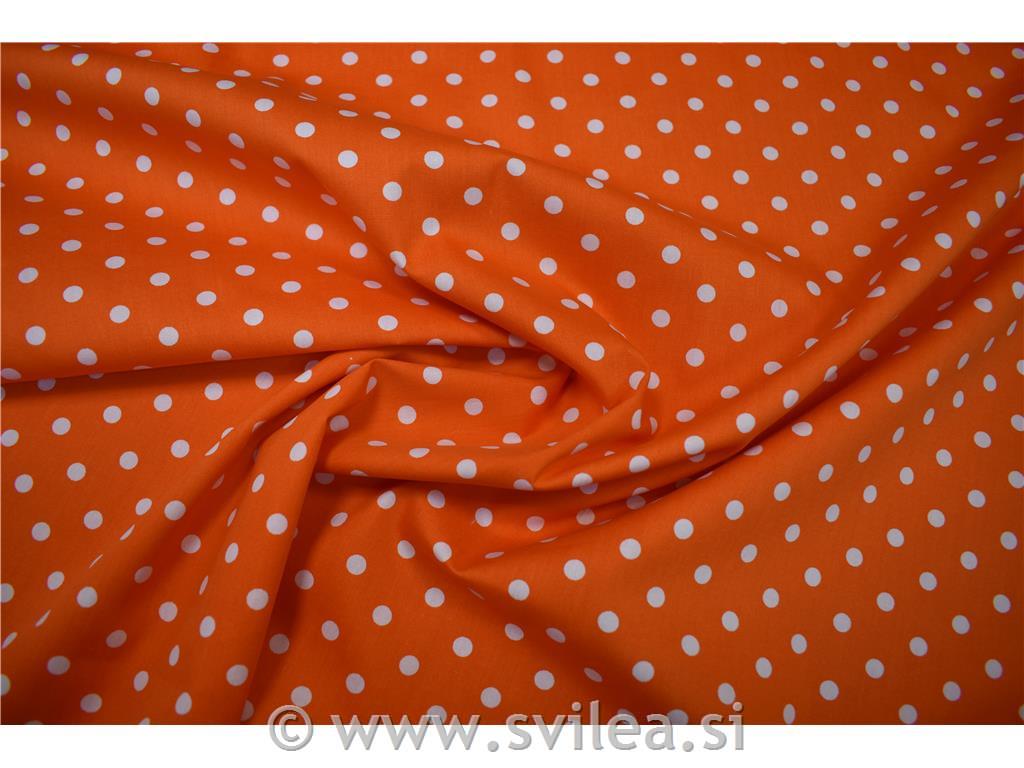 Poplin - bele pike na oranžni osnovi