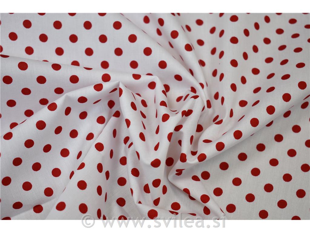 Poplin - rdeče pike na beli osnovi