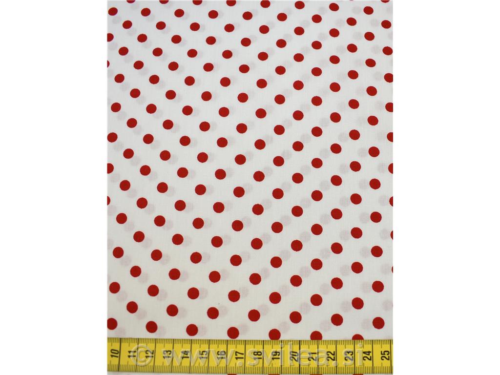 Poplin - rdeče pike na beli osnovi
