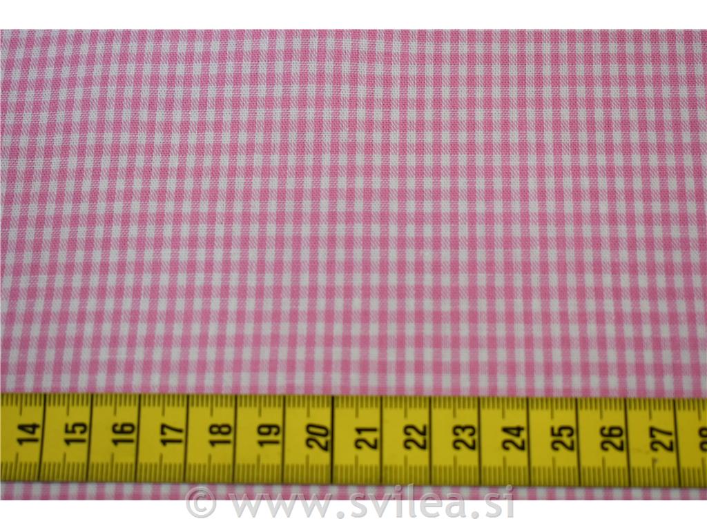 Bombažni karo - nežno roza in bel