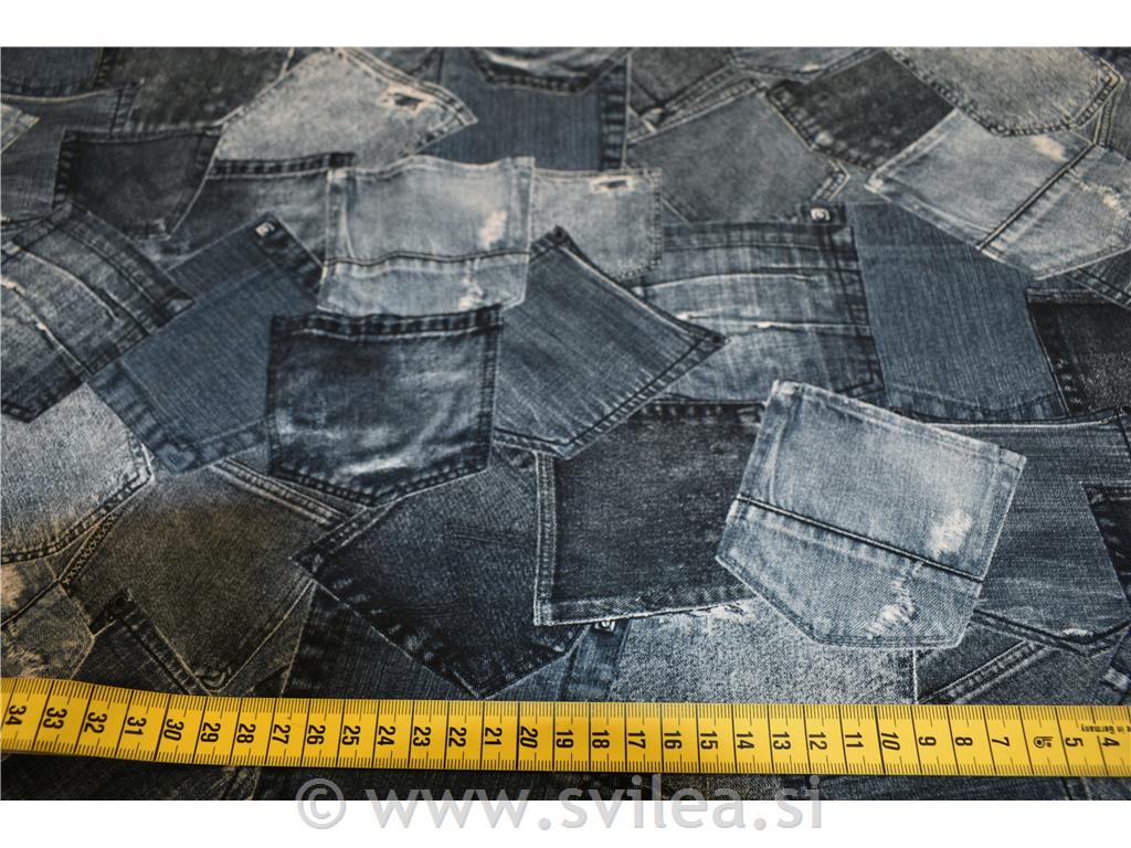 Jersey digital - jeans žepi v temno modri barvi