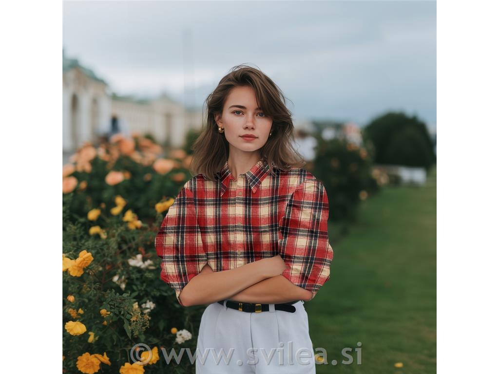 Karo brušen - rdeč - beige - melancana