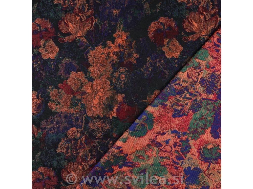 Jacquard - svetlikajoče rože večbarvne
