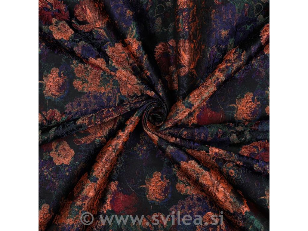Jacquard - svetlikajoče rože večbarvne