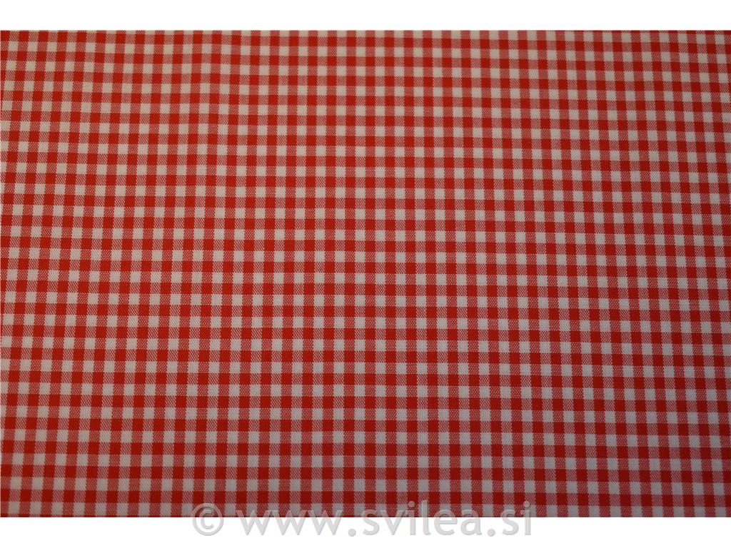 Poplin karo - rdeč in bel