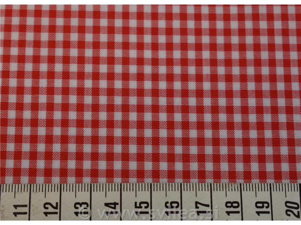 Poplin karo - rdeč in bel