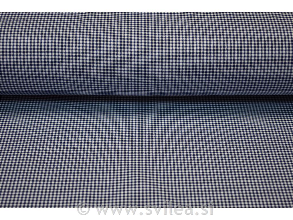Poplin karo - temno moder in bel