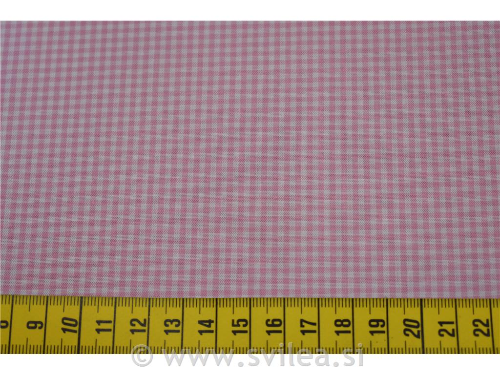 Poplin karo - nežno roza in bel drobni