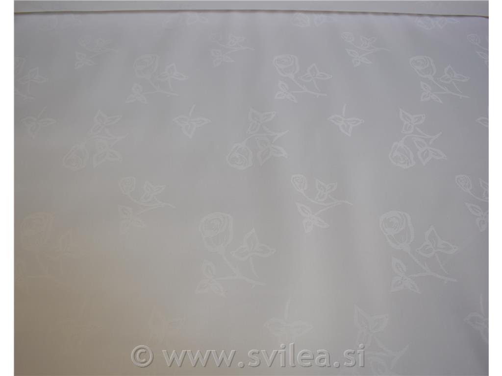 Damast širine 140 cm - beli vrtnice