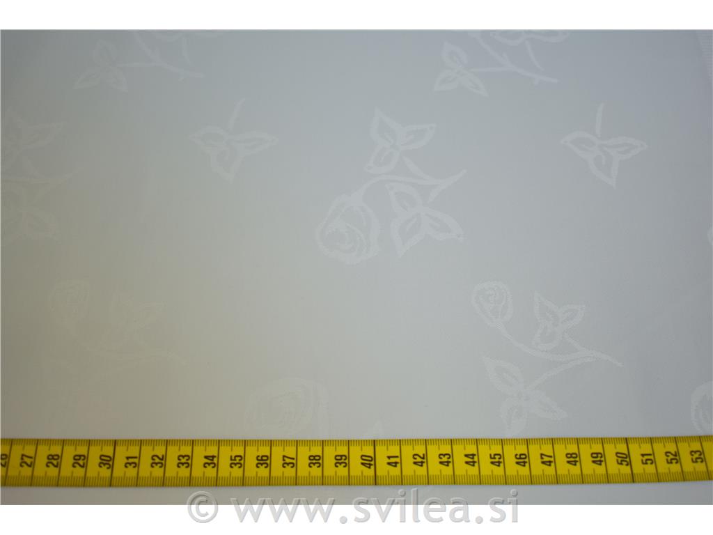 Damast širine 140 cm - beli vrtnice