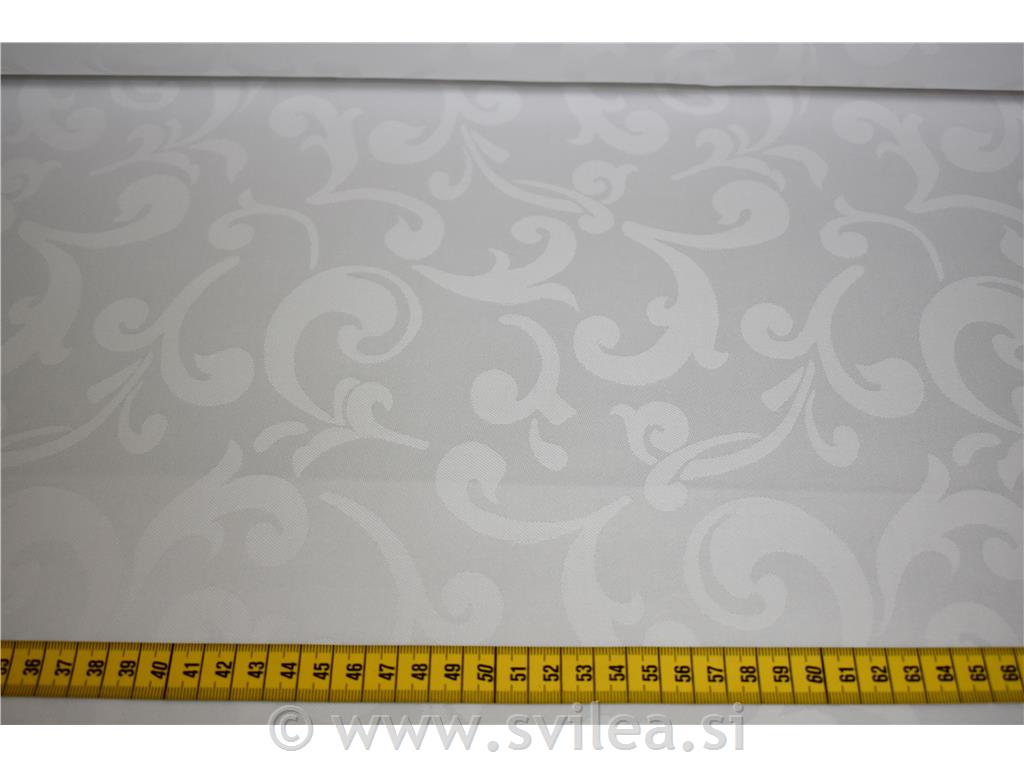 Damast širine 160 cm - bele ledene rože