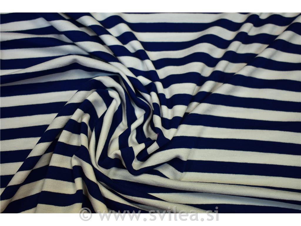 Viskozni jersey - temno modre in bele črte
