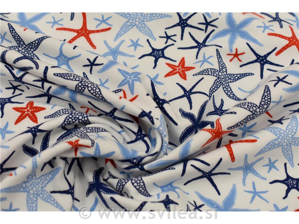 Bombažni jersey - morske zvezde na beli