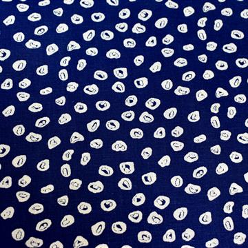 Bombažno platno - beli krogci na modri