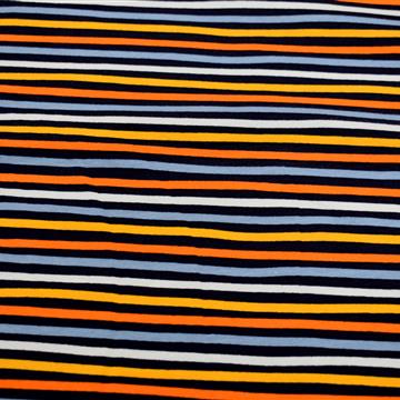 Bombažni jersey - oranžne modre bele črte