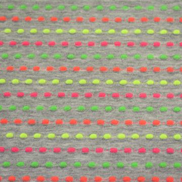 Bombažni jersey - neon pike na melanž sivi